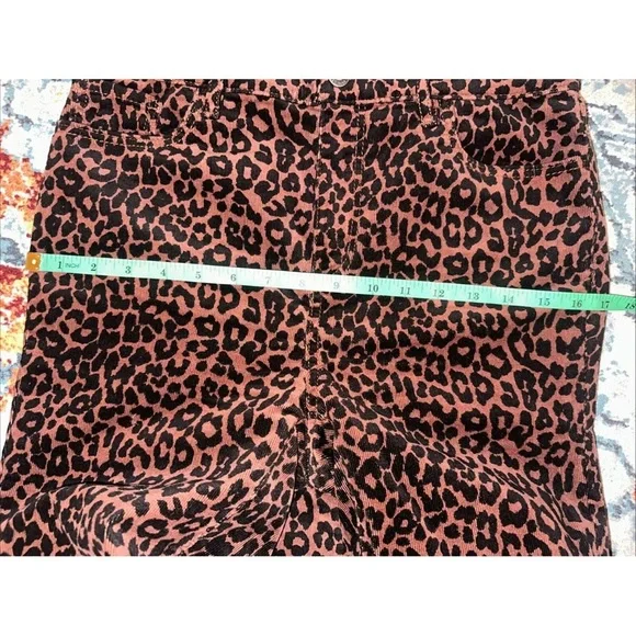 LOFT Size 27/4 Curvy High Waist Skinny Corduroy Pants animal print stretchy - Picture 11 of 13